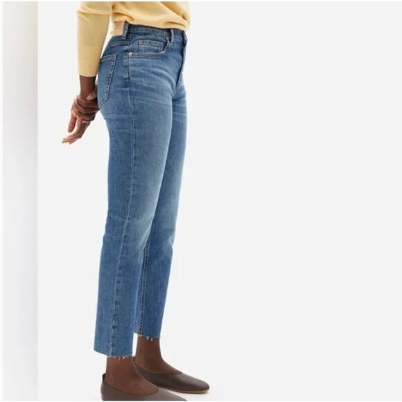 Everlane The Cheeky Classic Blue Raw Hem High Rise Cotton Jeans Size 26 - Picture 2 of 11